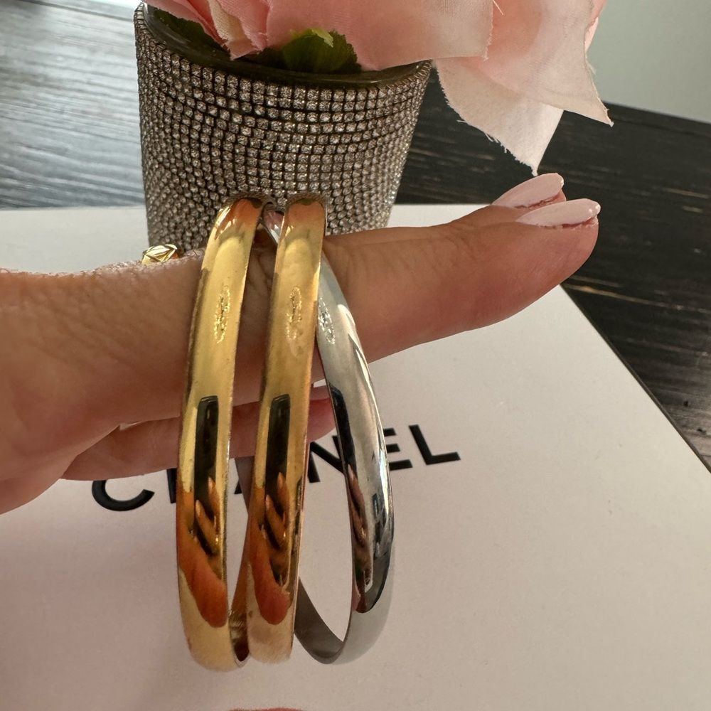 Interlocking Bangle Bracelets Tri-Color Stainless… - image 5